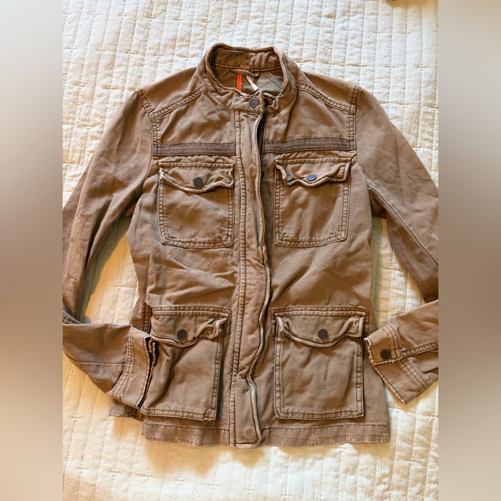 Free People Brown Utility Jean Jacket